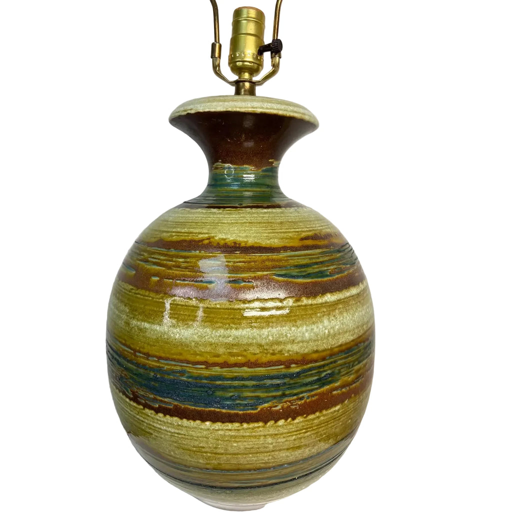 Pair MCM Table Lamps - Lava style glaze
