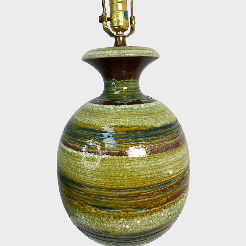 Pair MCM Table Lamps - Lava style glaze