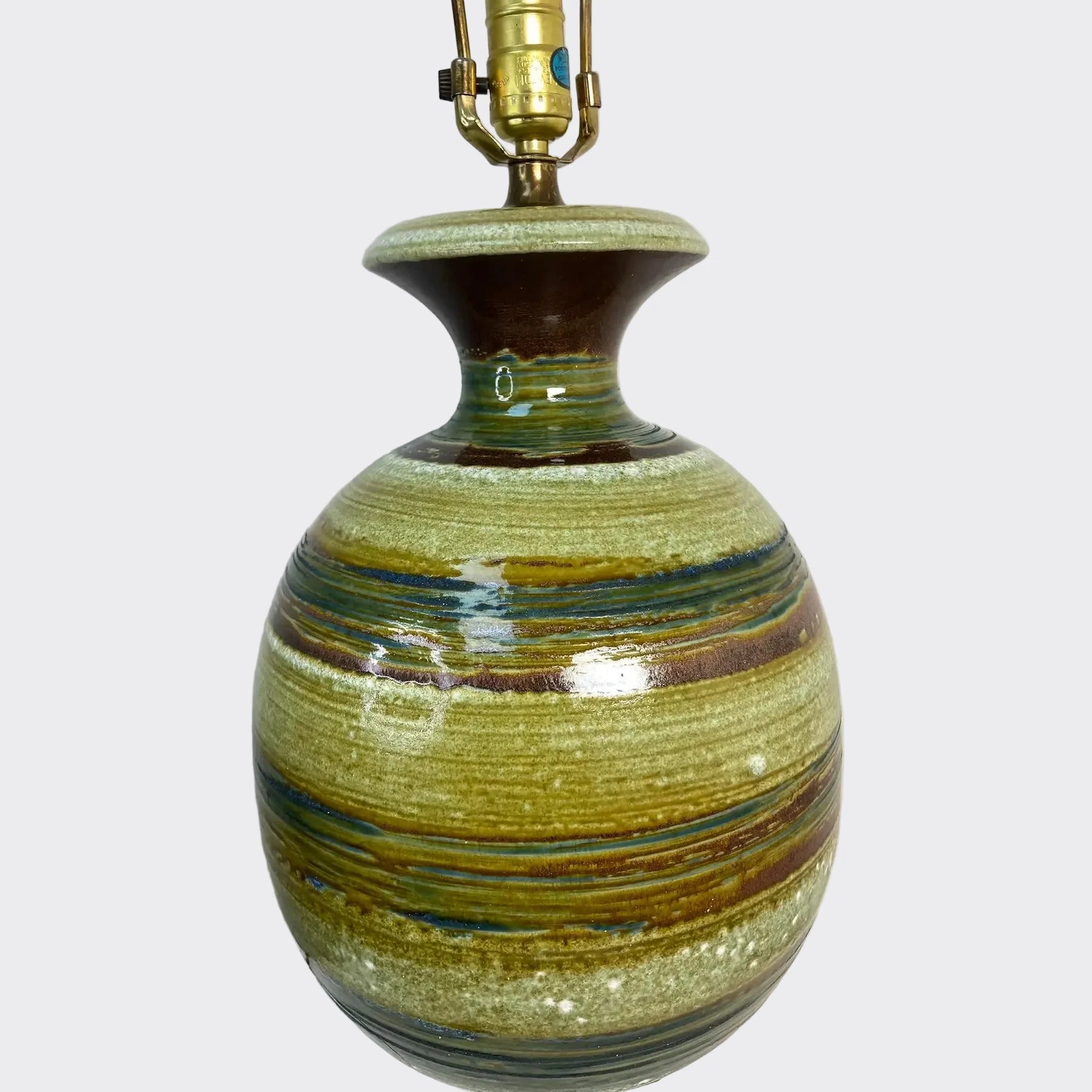 Pair MCM Table Lamps - Lava style glaze