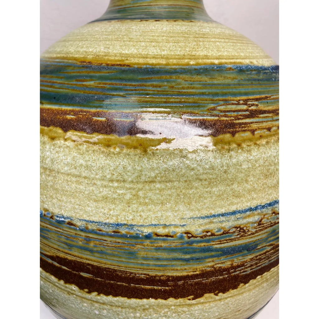 Pair MCM Table Lamps - Lava style glaze