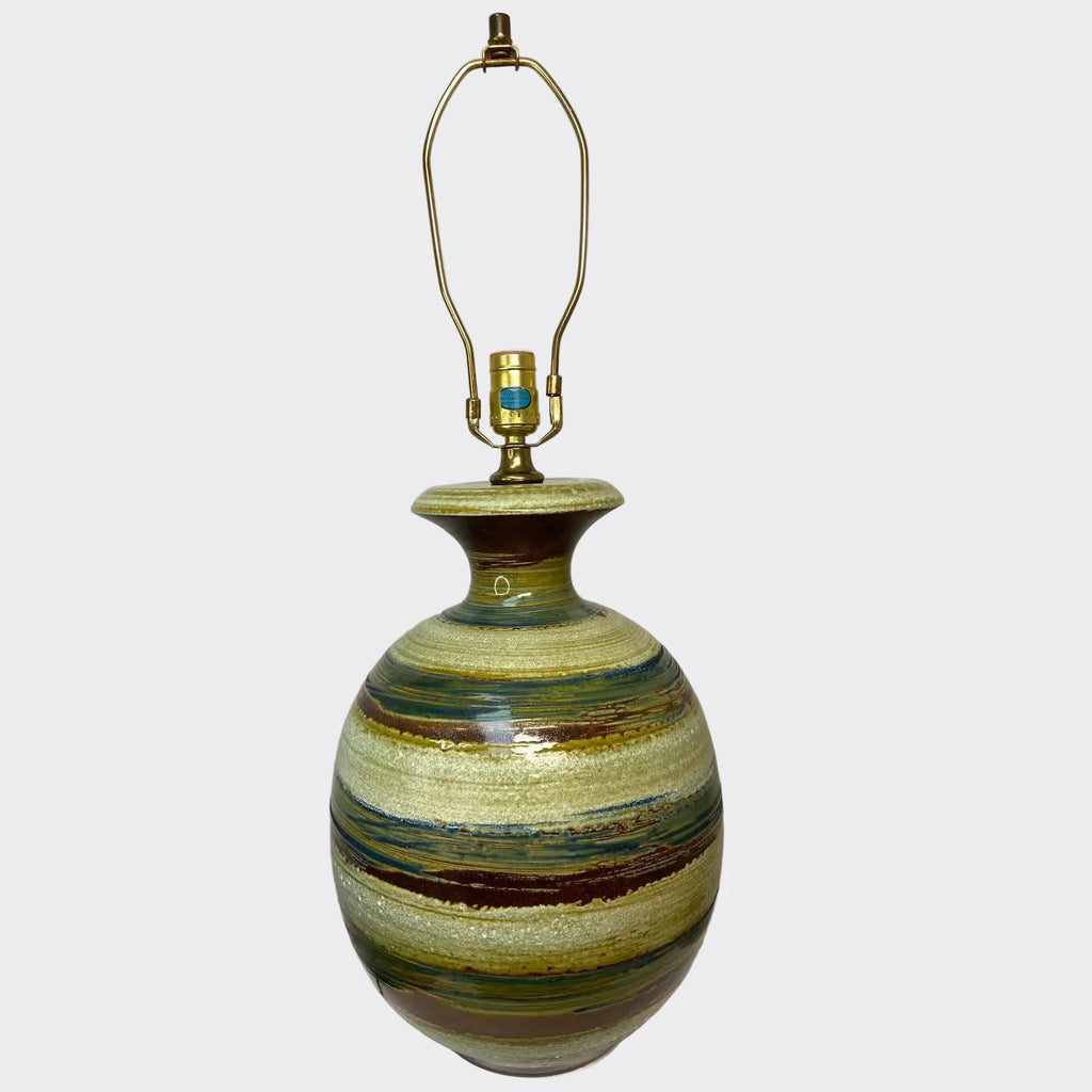Pair MCM Table Lamps - Lava style glaze