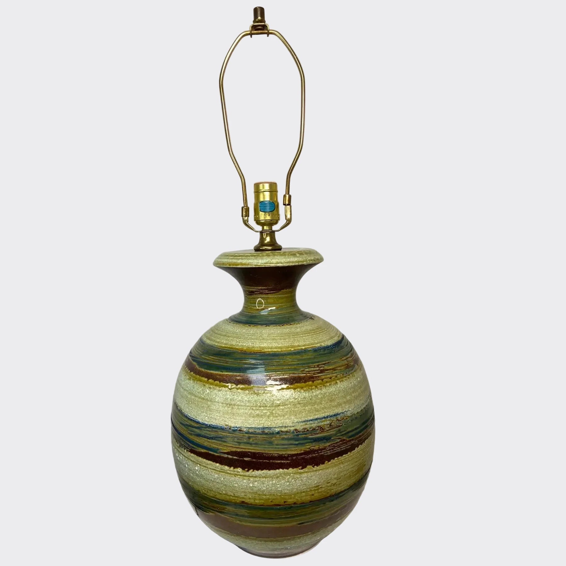 Pair MCM Table Lamps - Lava style glaze