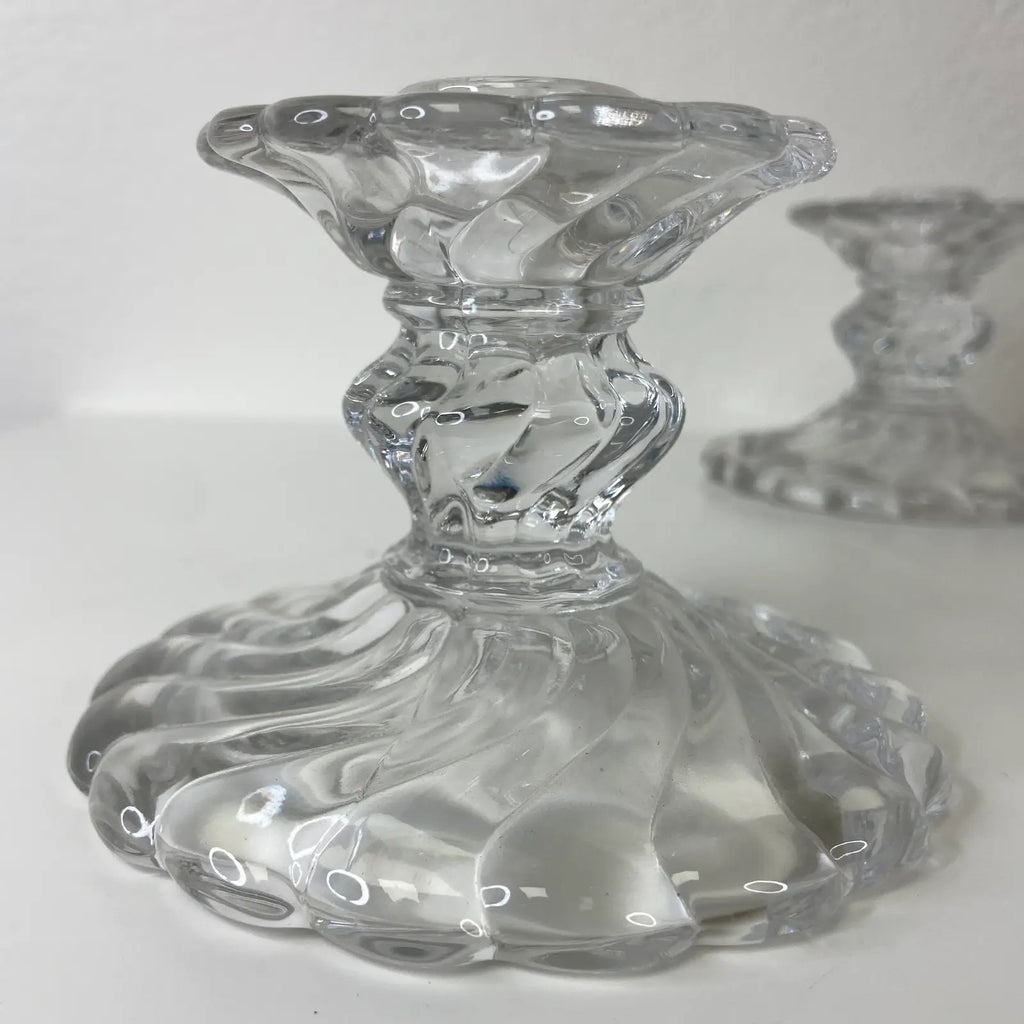 Fostoria "Colony" Pressed Glass Candle Holders – a Pair
