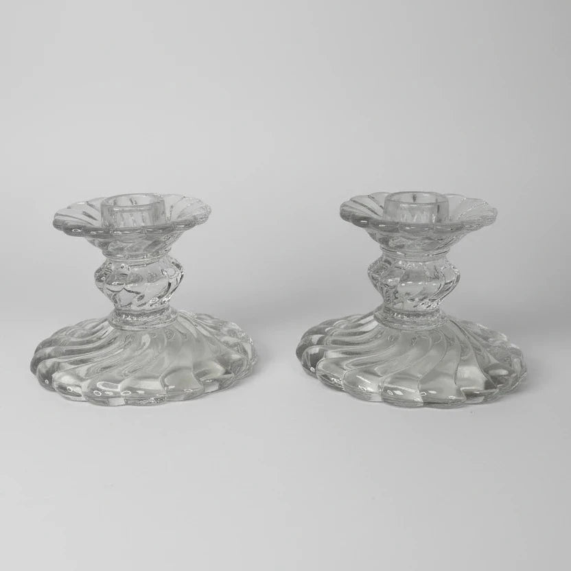 Fostoria "Colony" Pressed Glass Candle Holders – a Pair