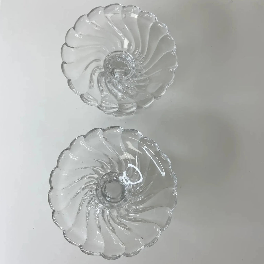 Fostoria "Colony" Pressed Glass Candle Holders – a Pair