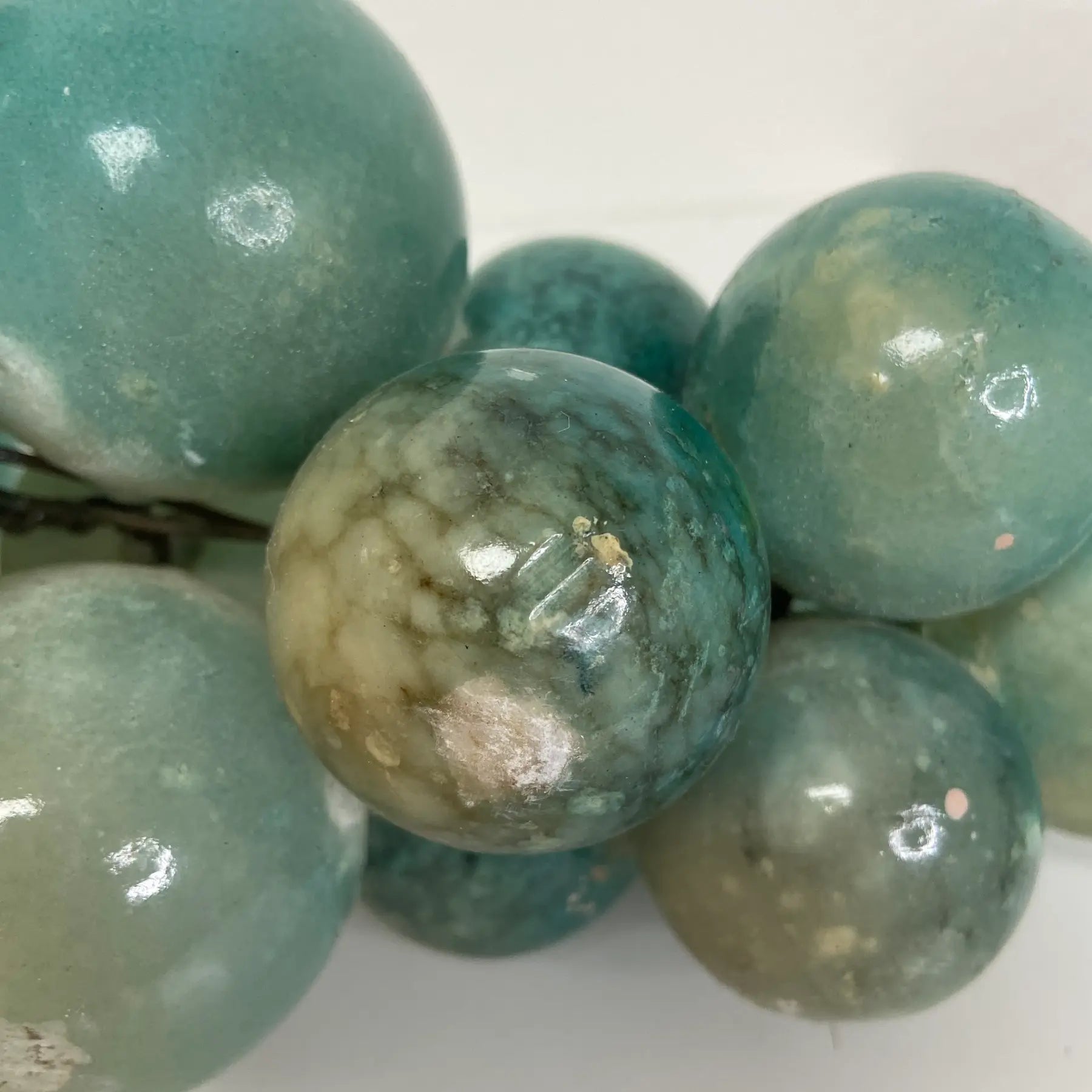 Italian Alabaster Grapes With Natural Wood Stem – Aqua Green Cluster