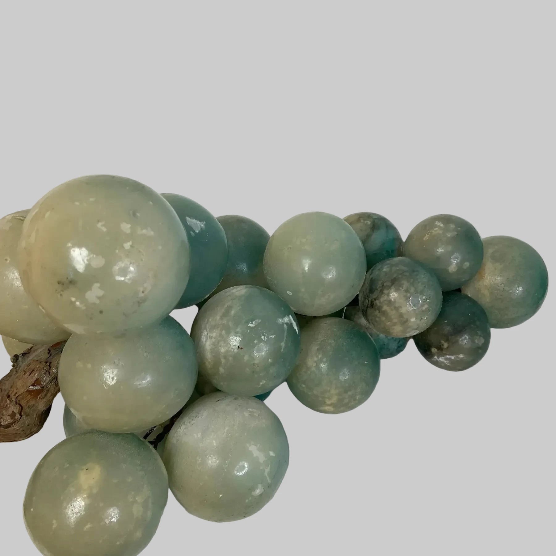 Italian Alabaster Grapes With Natural Wood Stem – Aqua Green Cluster