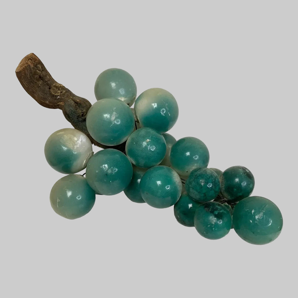 Italian Alabaster Grapes With Natural Wood Stem – Aqua Green Cluster