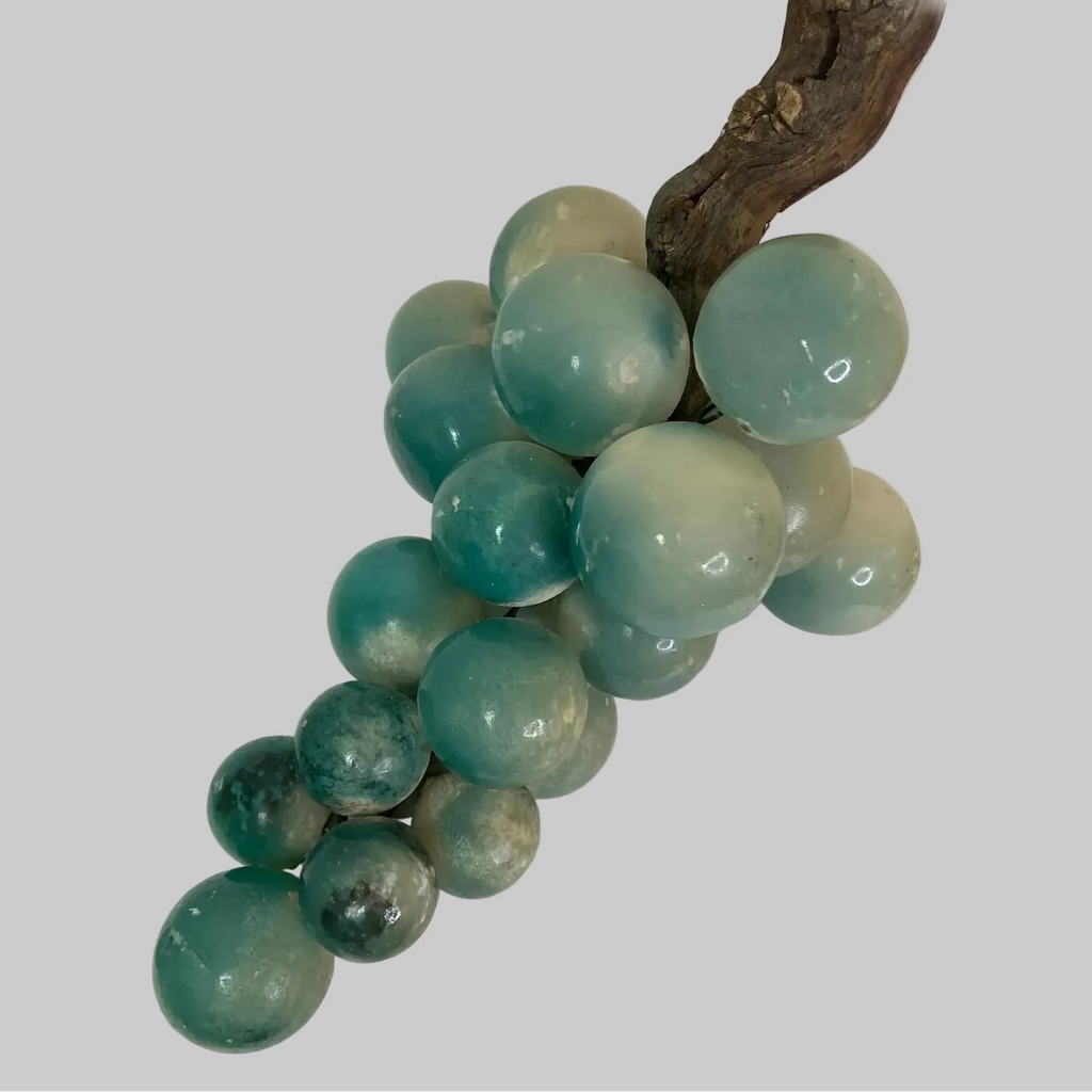 Italian Alabaster Grapes With Natural Wood Stem – Aqua Green Cluster