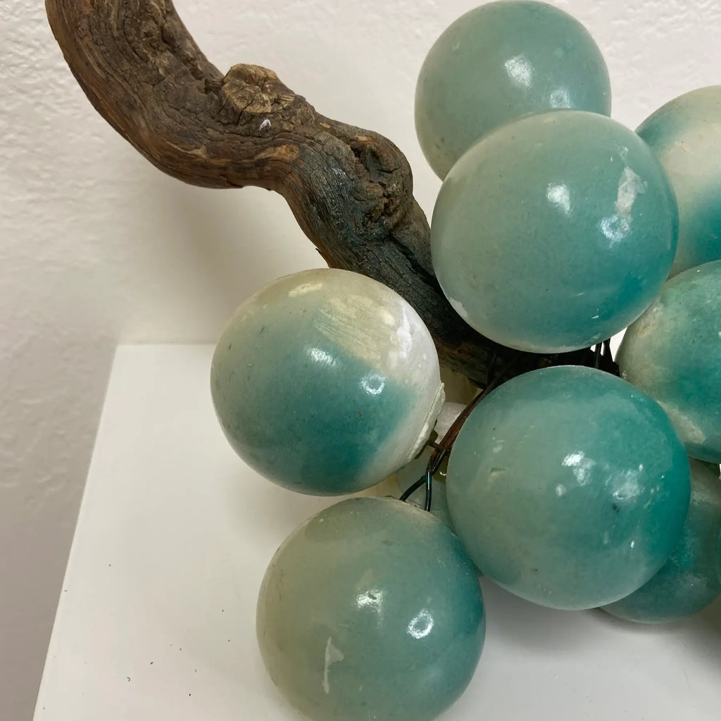 Italian Alabaster Grapes With Natural Wood Stem – Aqua Green Cluster