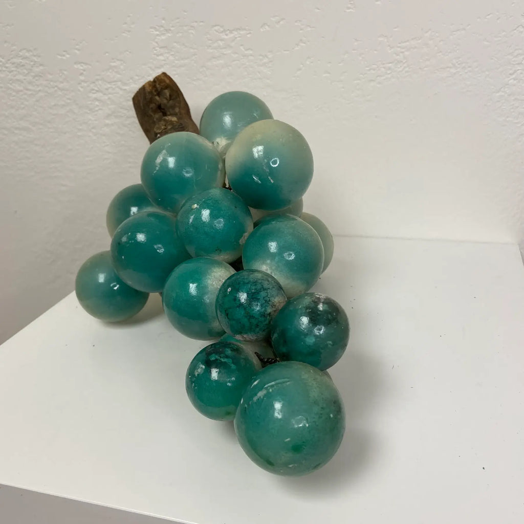 Italian Alabaster Grapes With Natural Wood Stem – Aqua Green Cluster