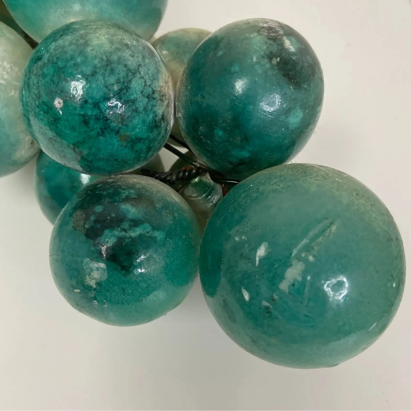 Italian Alabaster Grapes With Natural Wood Stem – Aqua Green Cluster