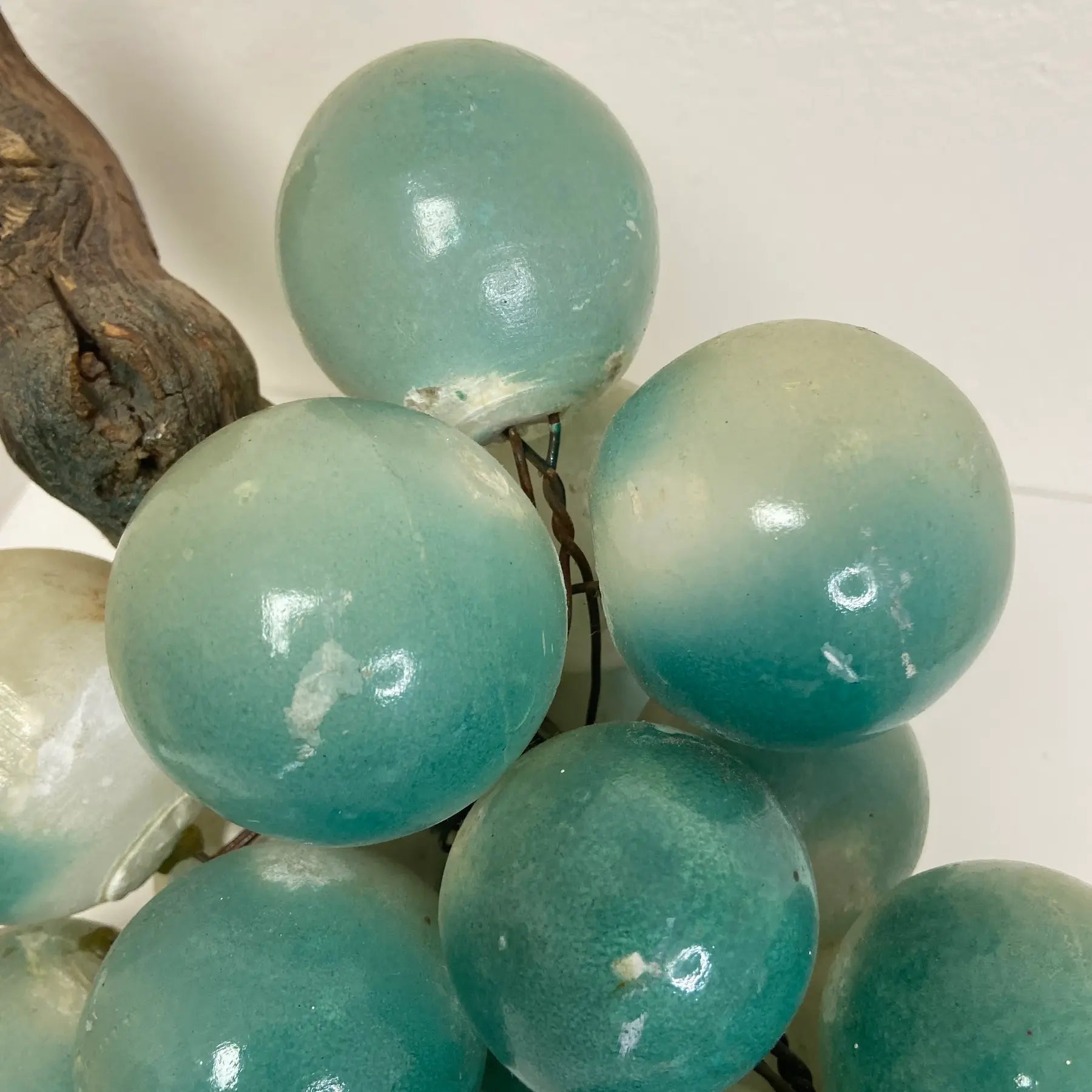 Italian Alabaster Grapes With Natural Wood Stem – Aqua Green Cluster