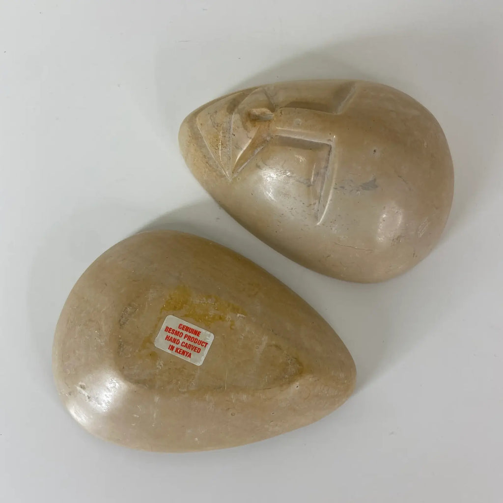 Kenyan Soapstone Face Box – Carved Lidded Trinket Box by Besmo