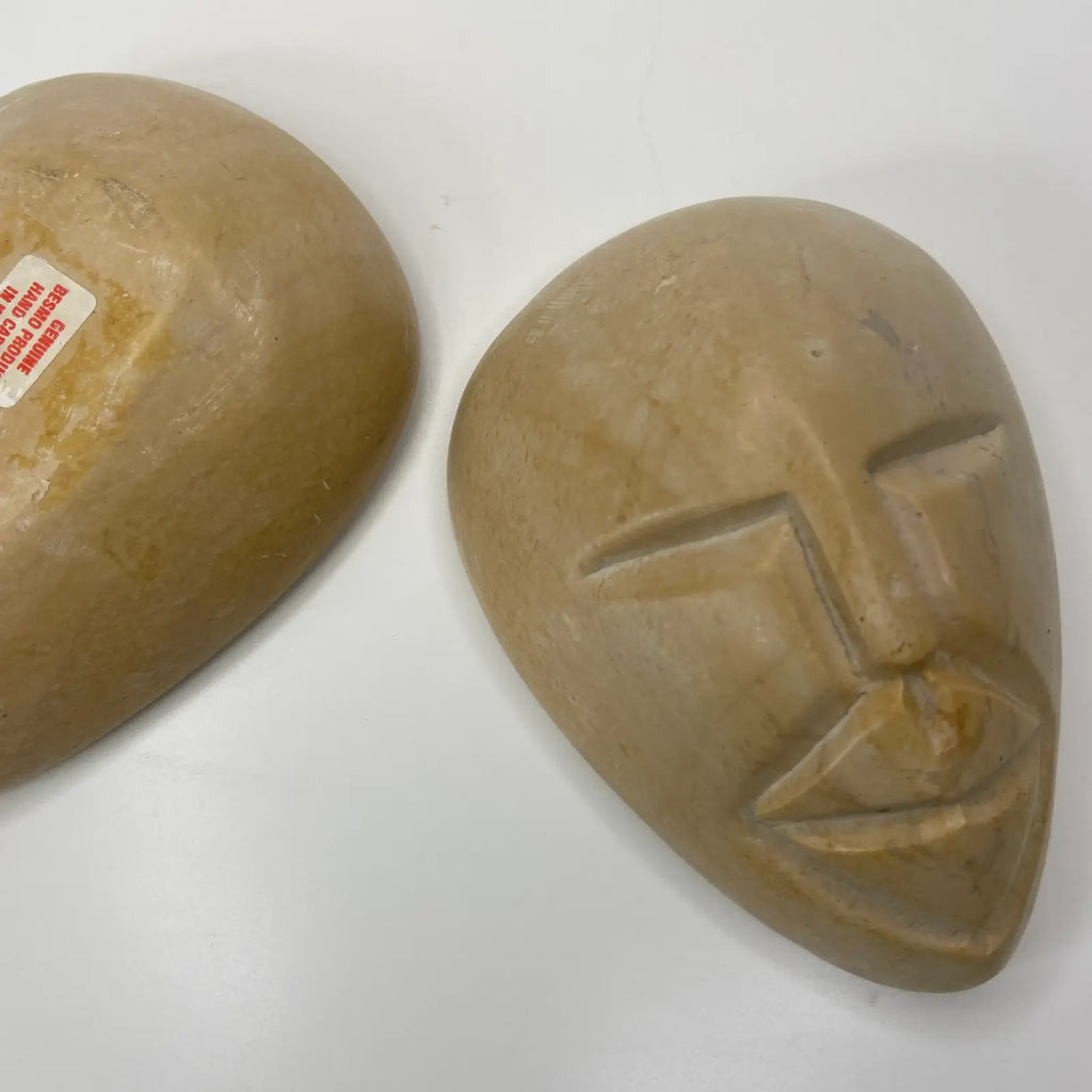 Kenyan Soapstone Face Box – Carved Lidded Trinket Box by Besmo