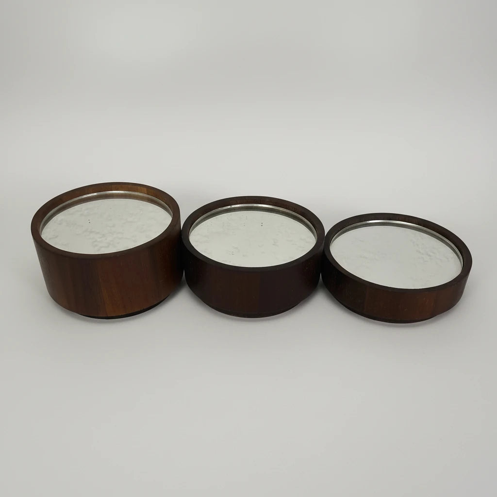 Mirrored Wood Plateau / Coaster / Display Riser – Stacking Set of 3