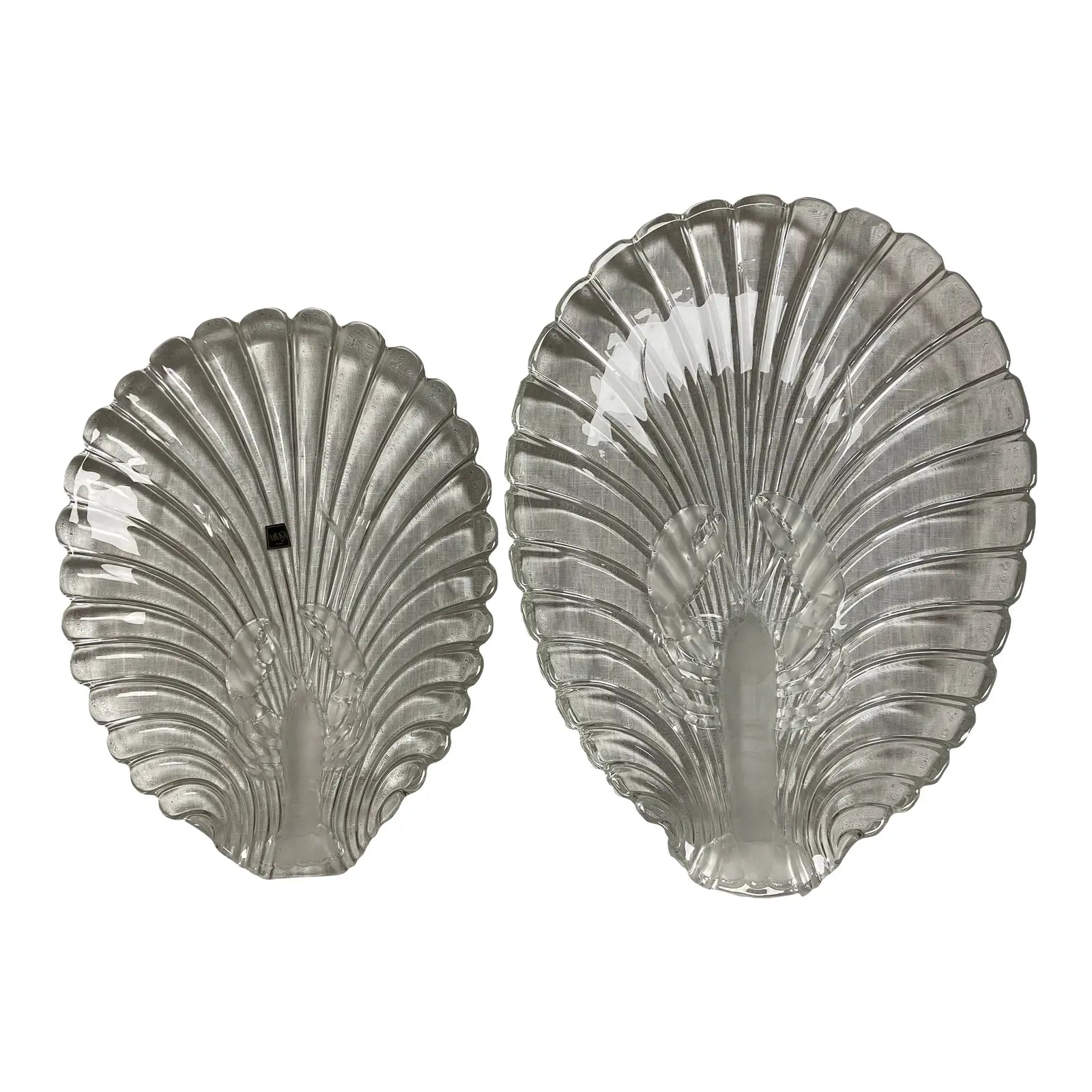 Mikasa Glass Lobster on a Shell Serving Platters – Set of 2, Clear and Frosted Sculptural Glass