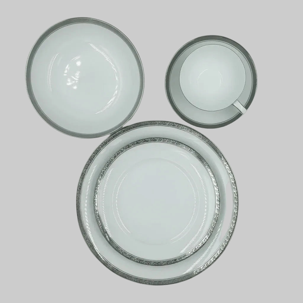 Vintage Noritake “Silvester” 6340 Fine China Dinner Service – 80 Pieces – Service for 12 – Japan, Circa 1960s
