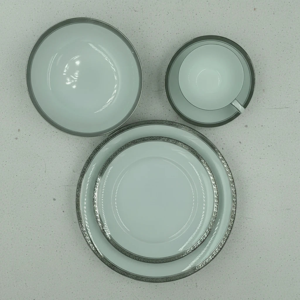 Vintage Noritake “Silvester” 6340 Fine China Dinner Service – 80 Pieces – Service for 12 – Japan, Circa 1960s