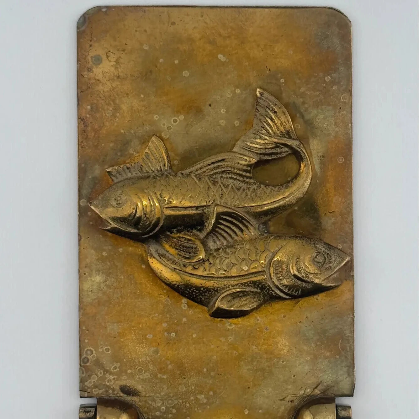Solid Brass Folding Fish Koi Bookends - Pair