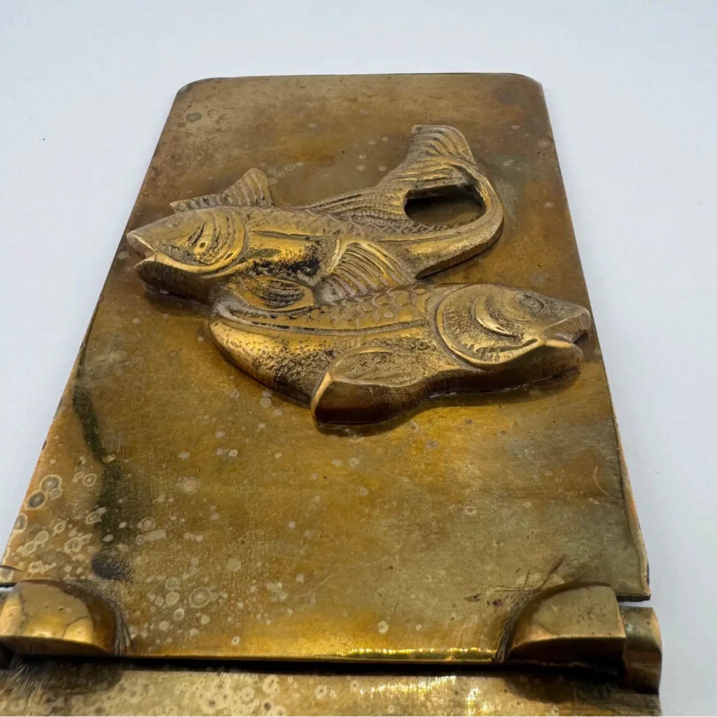 Solid Brass Folding Fish Koi Bookends - Pair