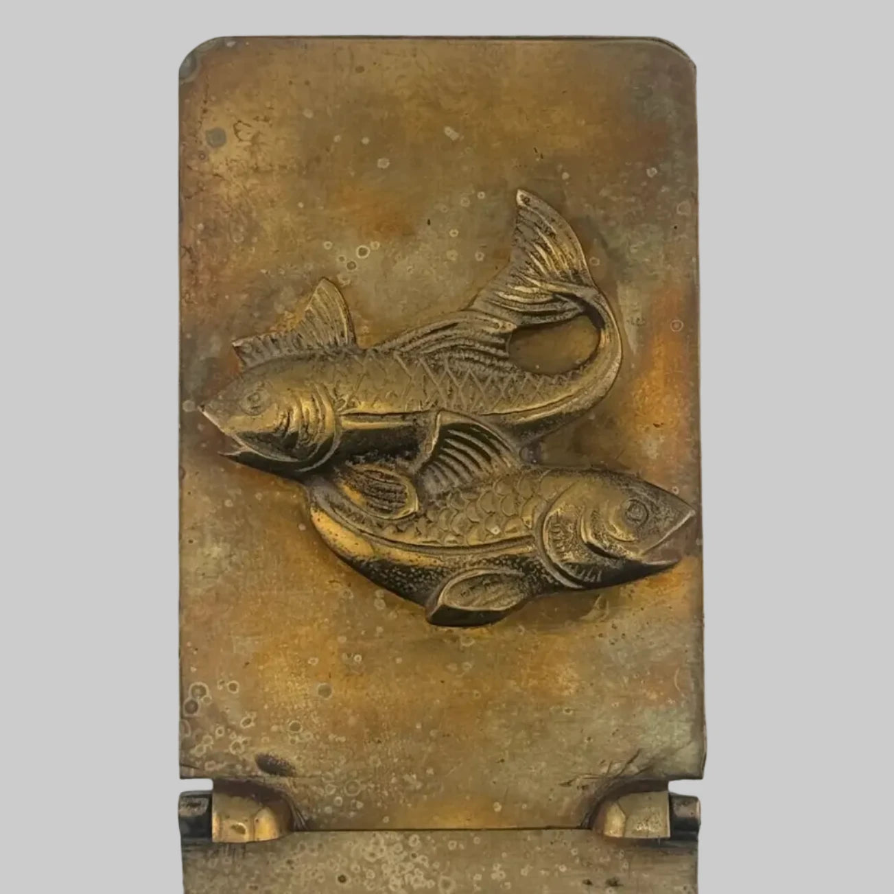 Solid Brass Folding Fish Koi Bookends - Pair