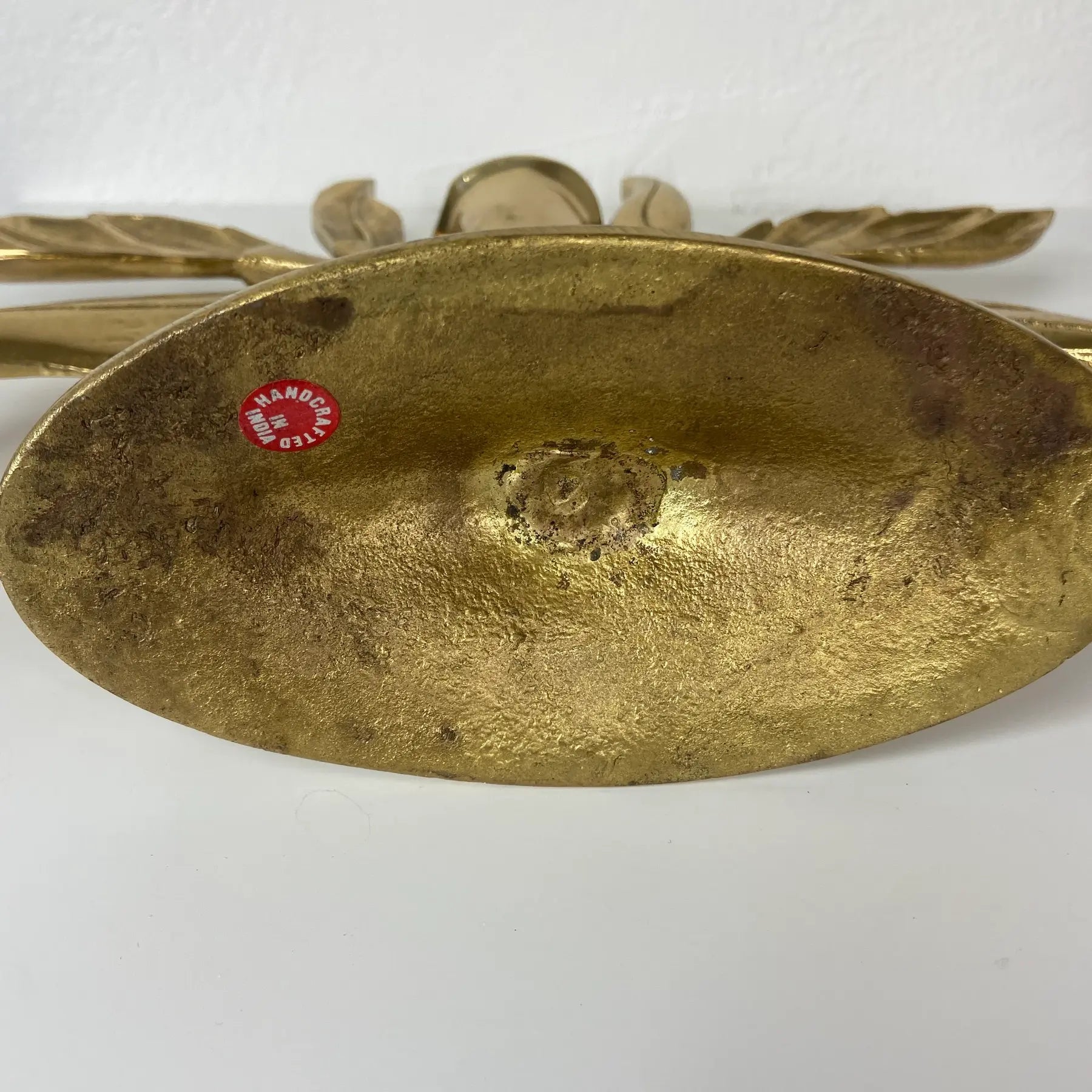 Solid Brass Symmetrical Leaf Candlestick Holder Centerpiece