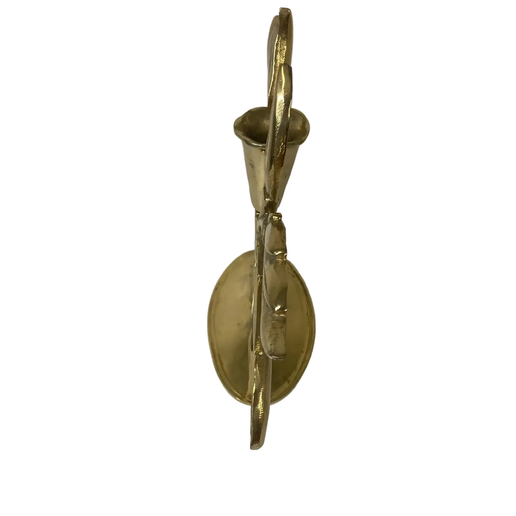 Solid Brass Symmetrical Leaf Candlestick Holder Centerpiece