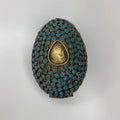 Tibetan Gau Prayer Box With Turquoise Colored Stones – Brass, Gilt