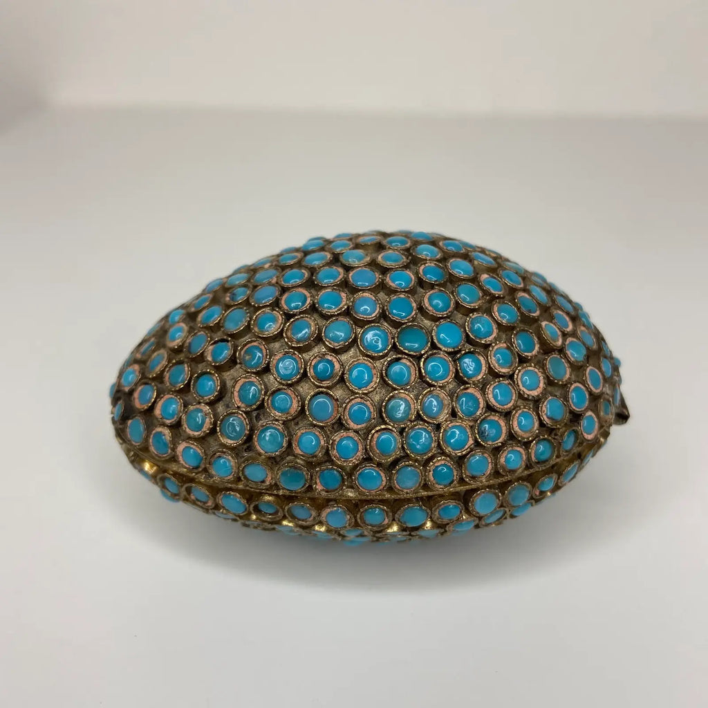 Tibetan Gau Prayer Box With Turquoise Colored Stones – Brass, Gilt
