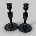 Turned Hardwood Candlestick Holders – a Pair