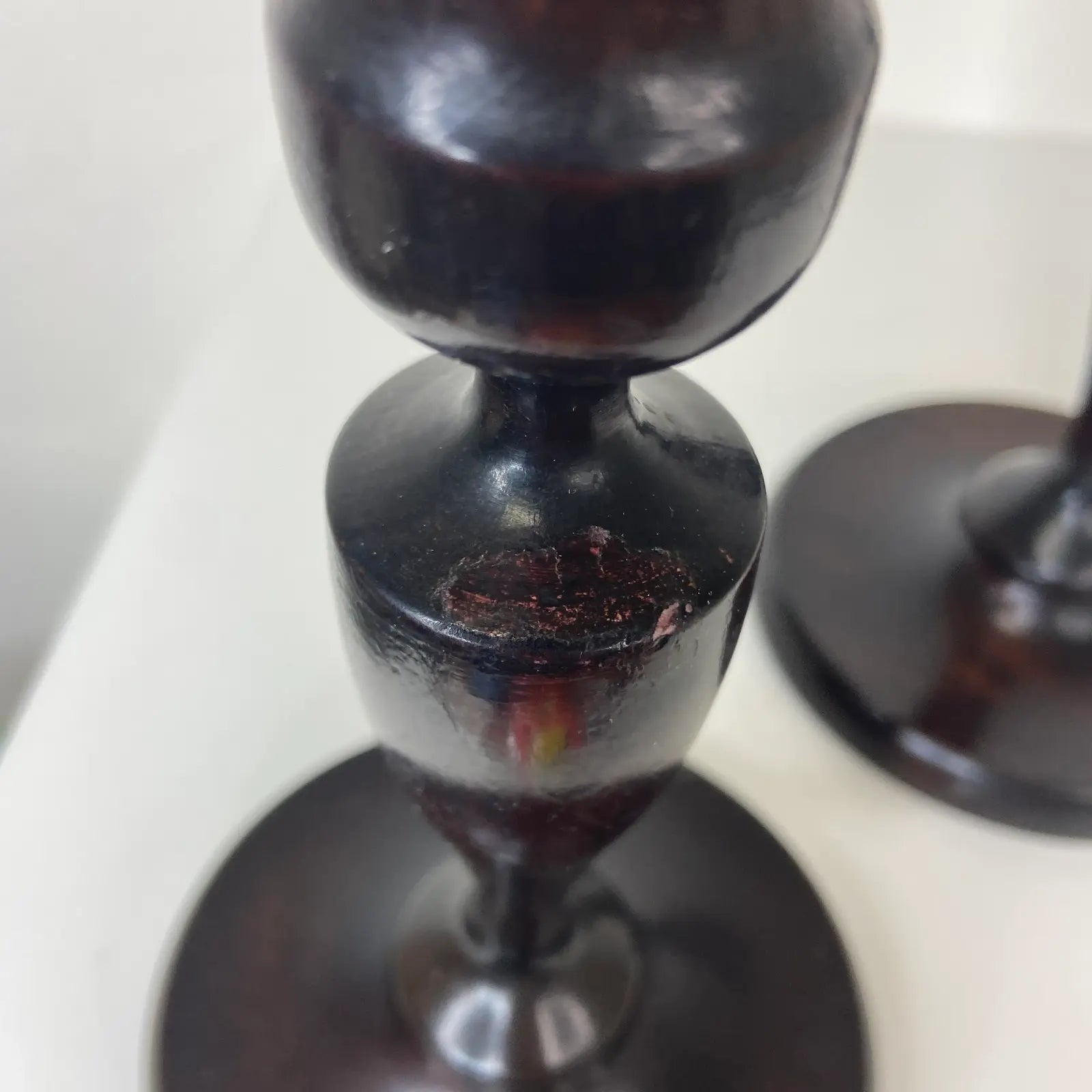 Turned Hardwood Candlestick Holders – a Pair