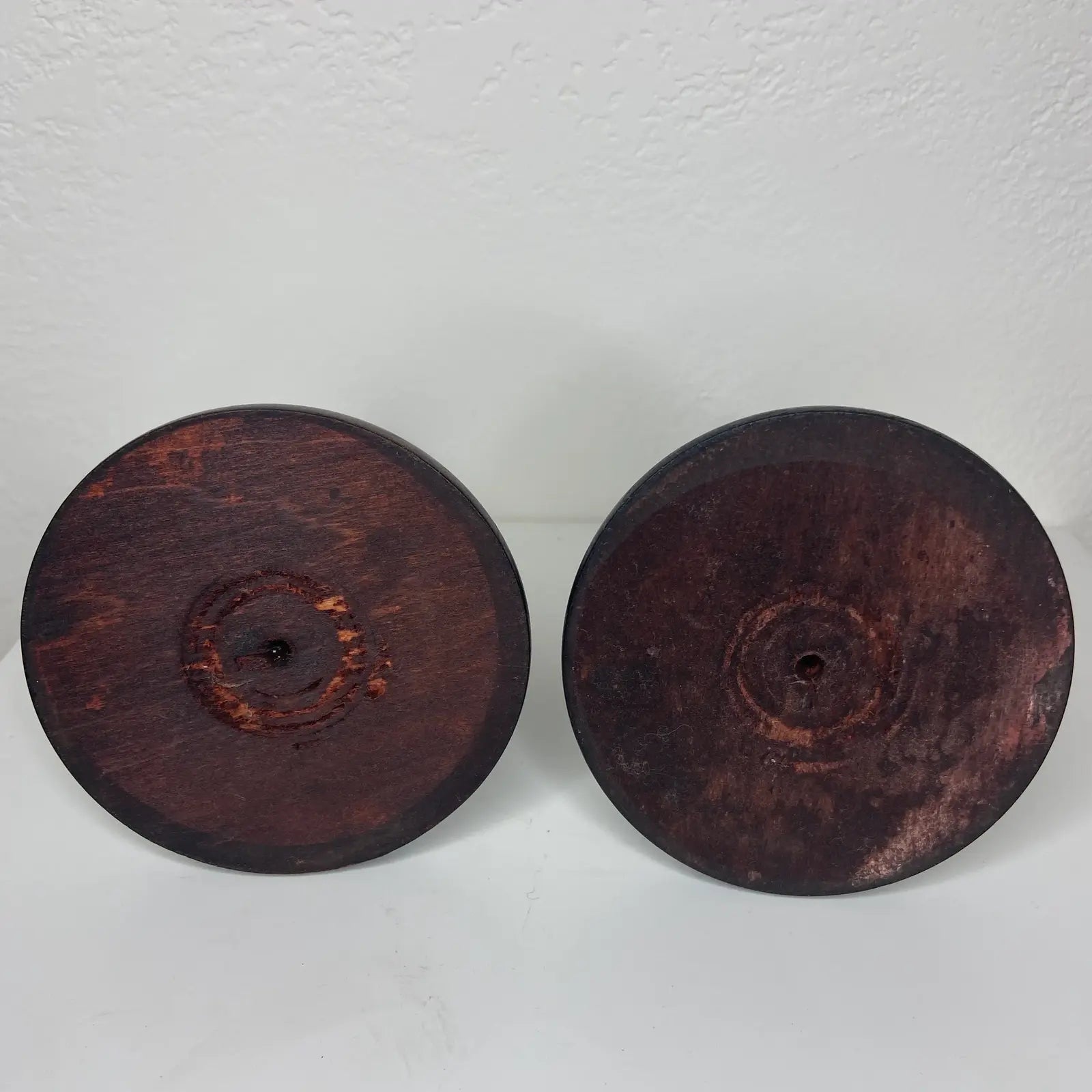 Turned Hardwood Candlestick Holders – a Pair