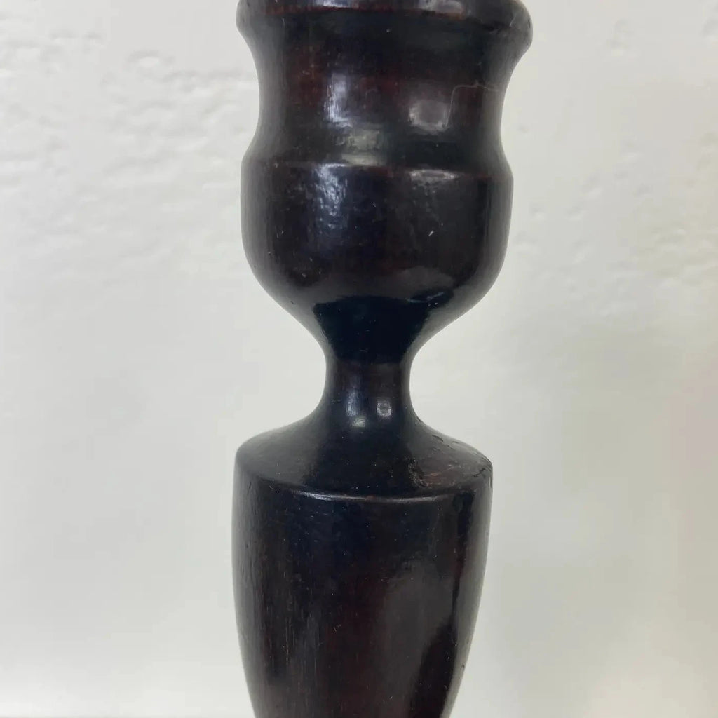 Turned Hardwood Candlestick Holders – a Pair